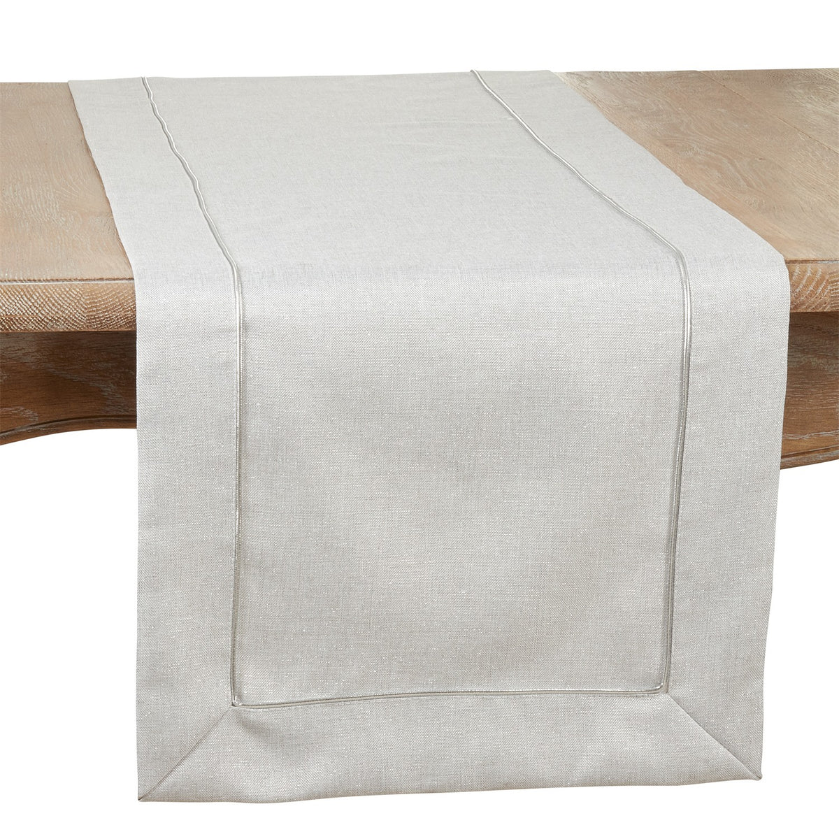 Everyday / All Season Silver Shimmering w/ Piping Table Runner, 100% Polyester