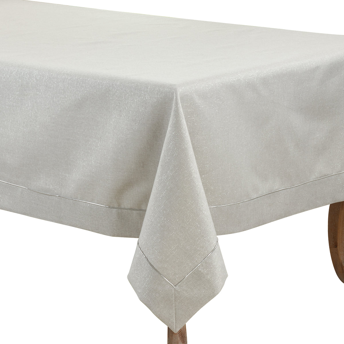 Silver Shimmering w/ Piping Tablecloth 100% polyester
