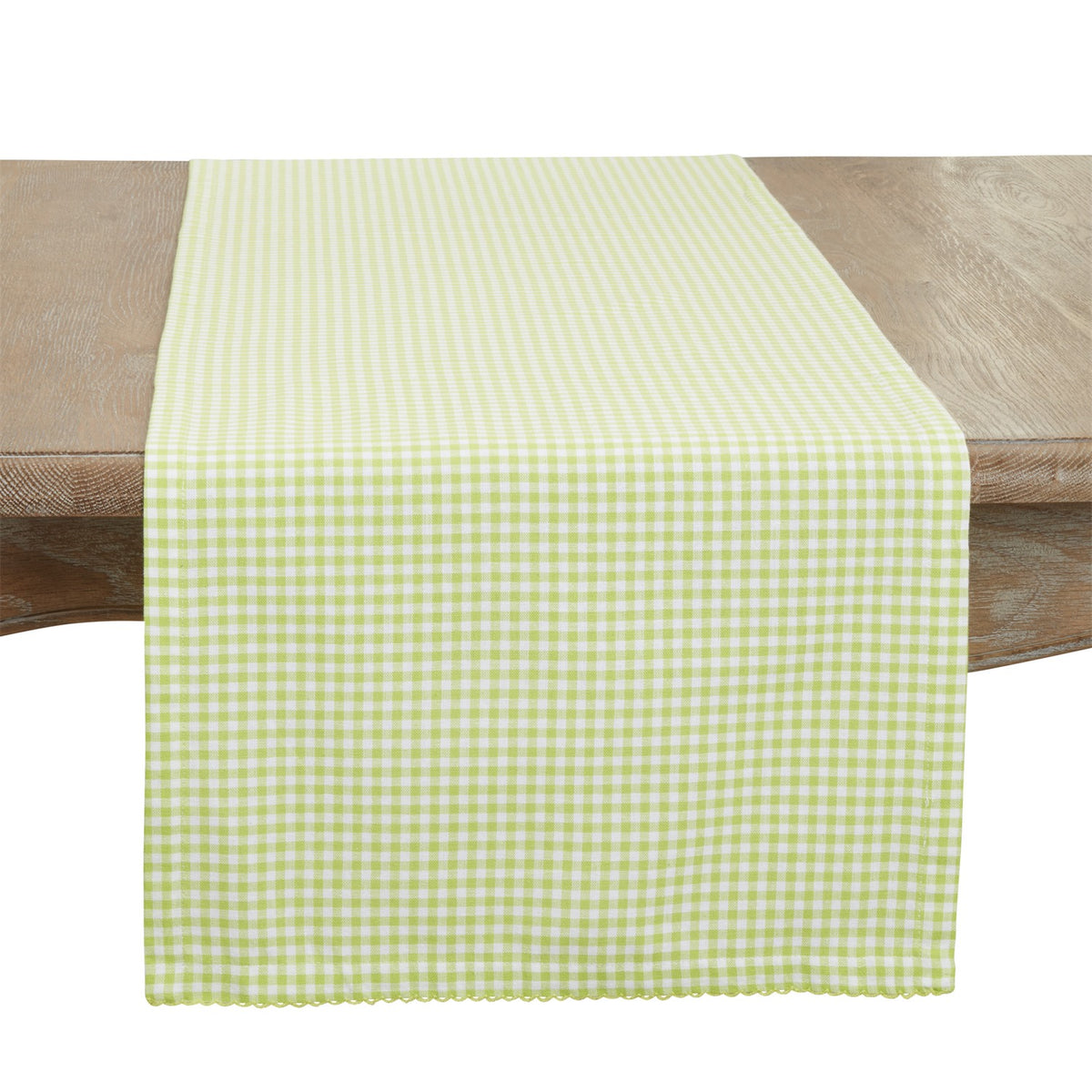 Everyday / All Season Green Gingham Table Runner, 100% cotton