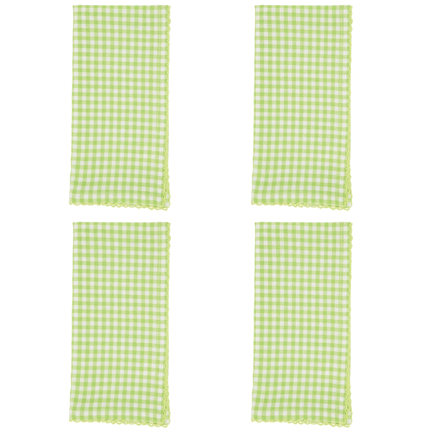 Green Gingham Napkins 100% cotton, 18 Inch Square (4 pcs.)
