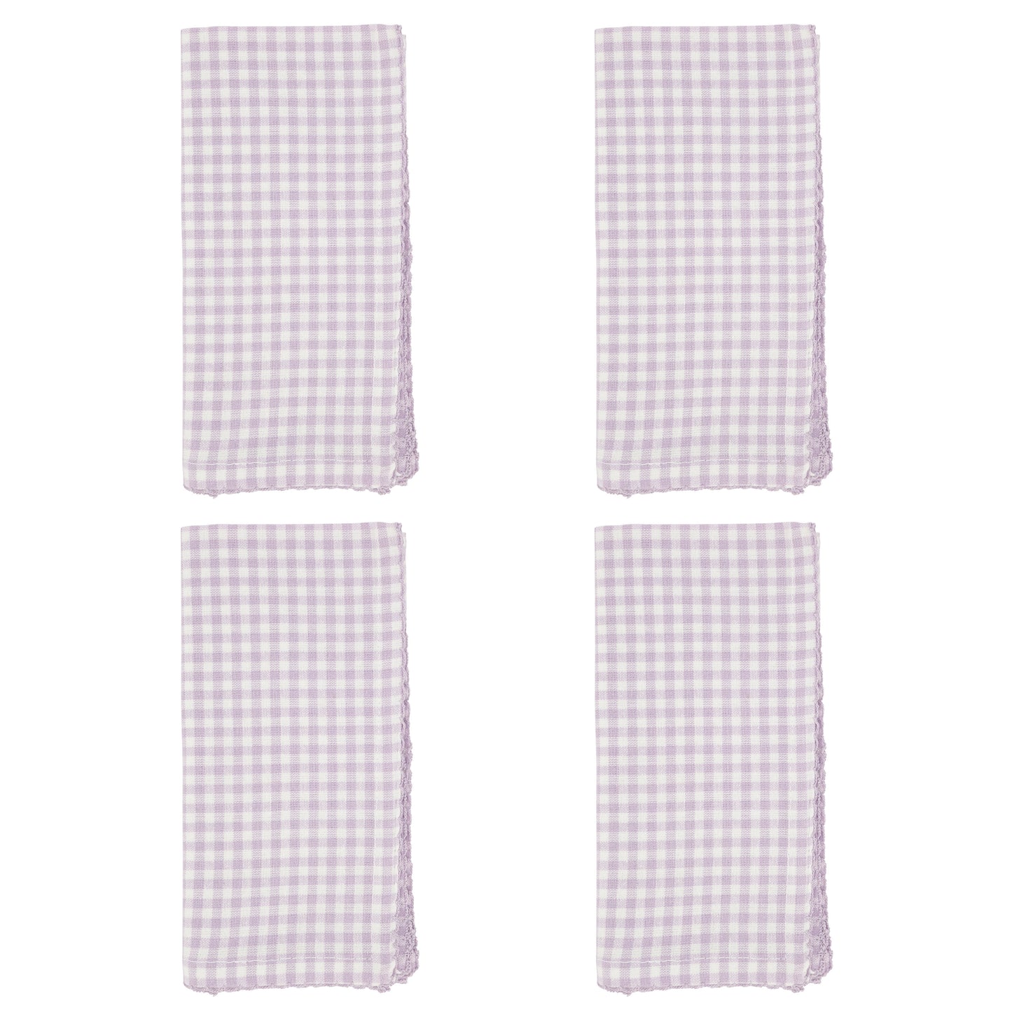 Purple Gingham Napkins 100% cotton, 18 Inch Square (4 pcs.)
