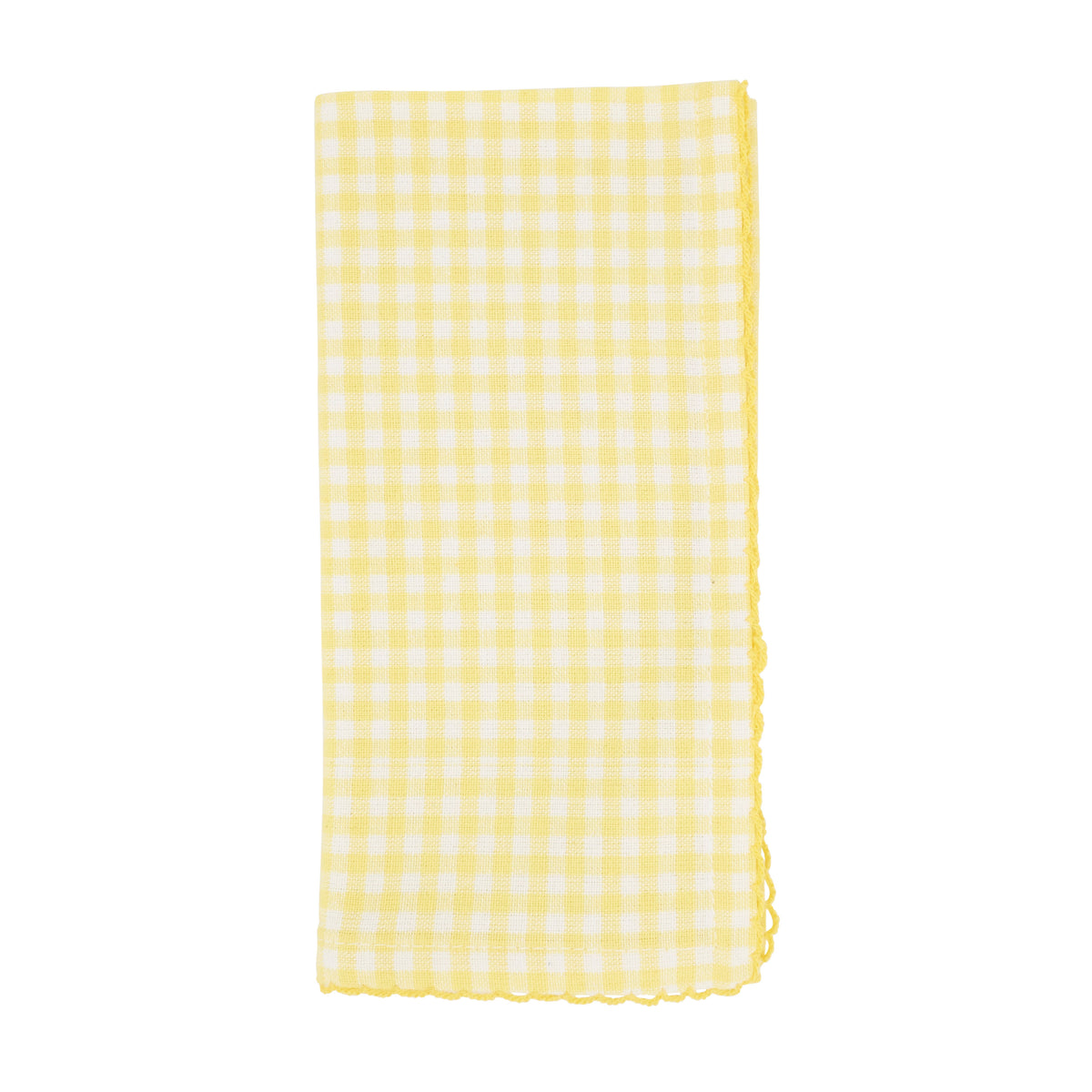 Yellow Gingham Napkins 100% cotton, 18 Inch Square (4 pcs.)