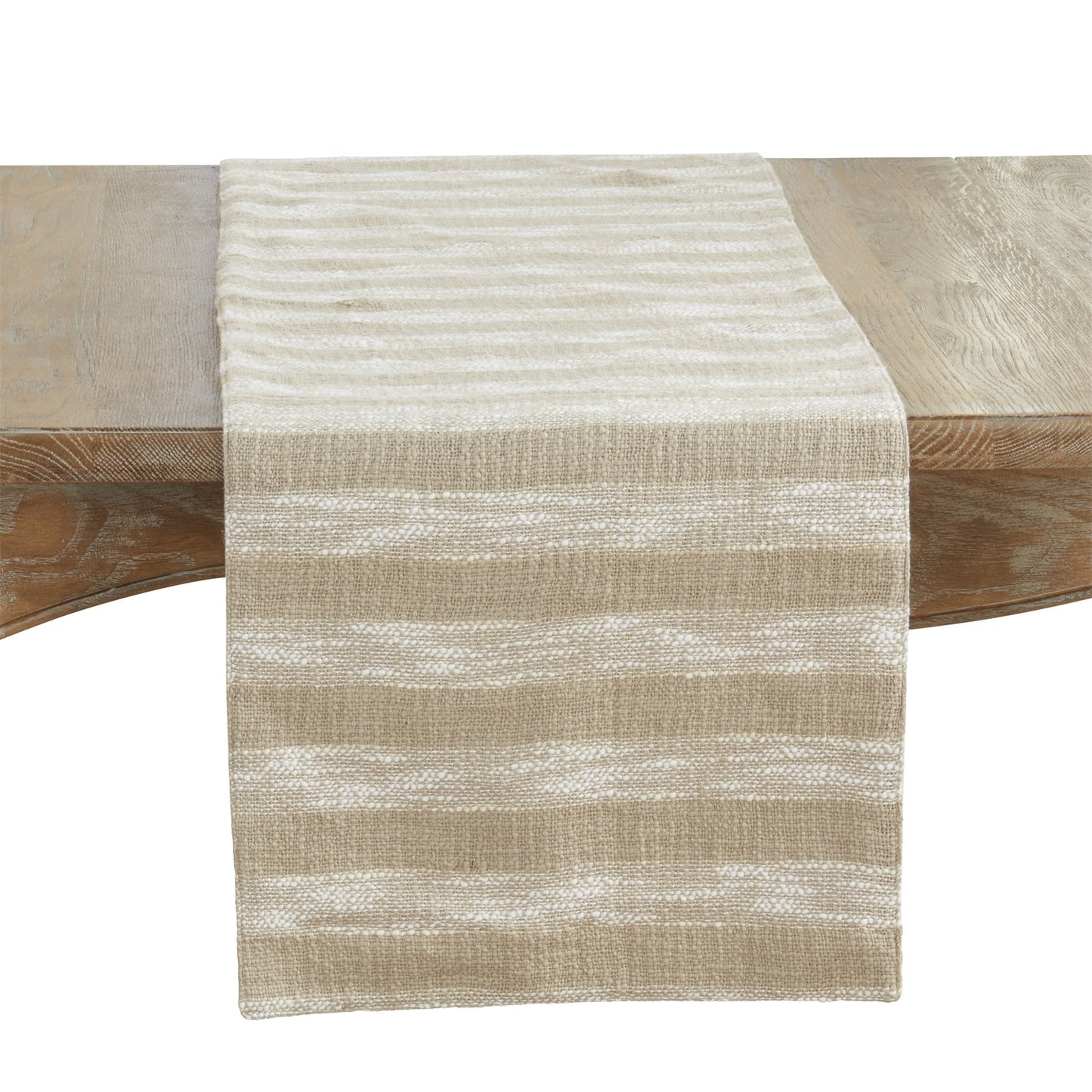 Everyday / All Season Natural Beige Striped Table Runner, 100% cotton