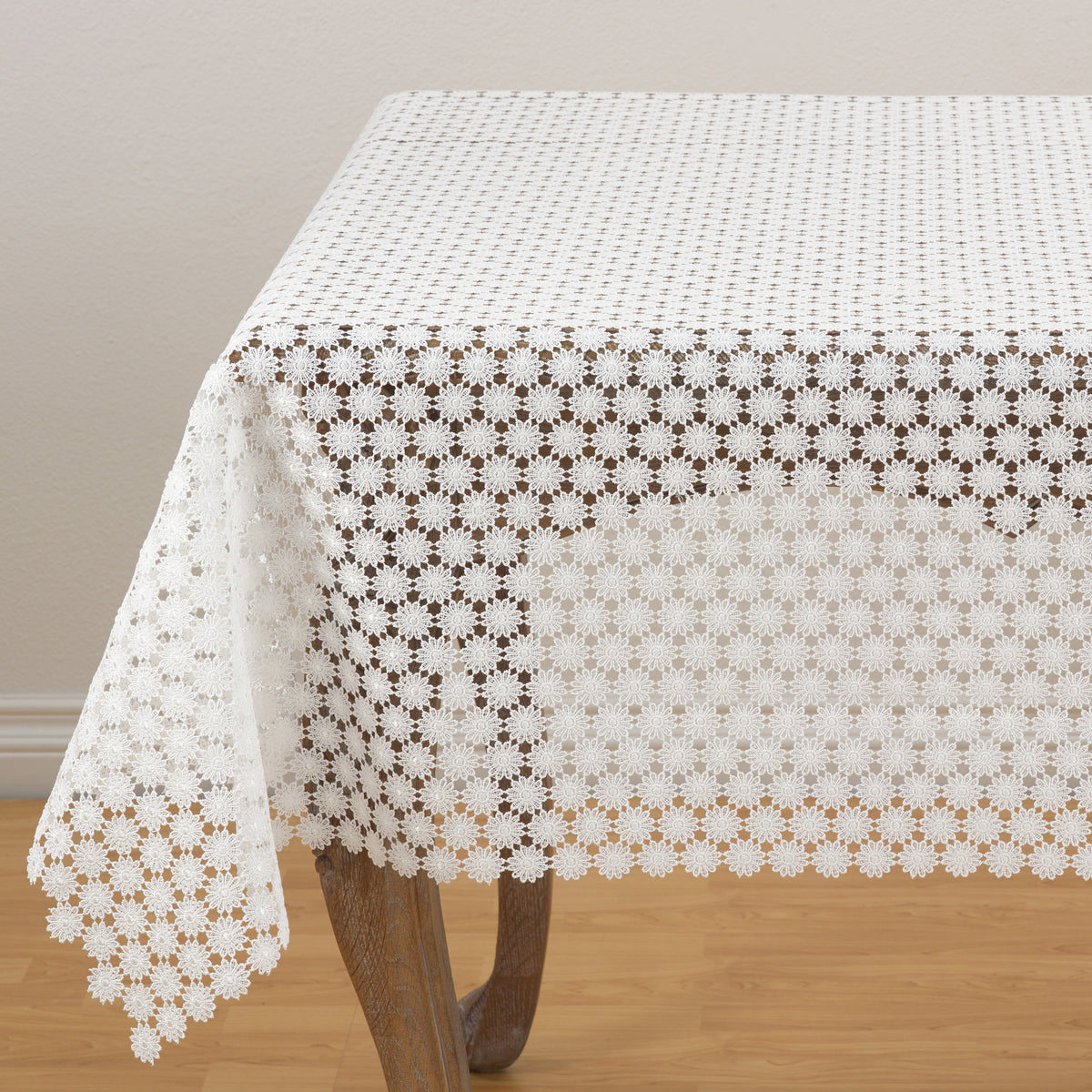 Ivory White Delicate Openwork Lace Topper 100% polyester