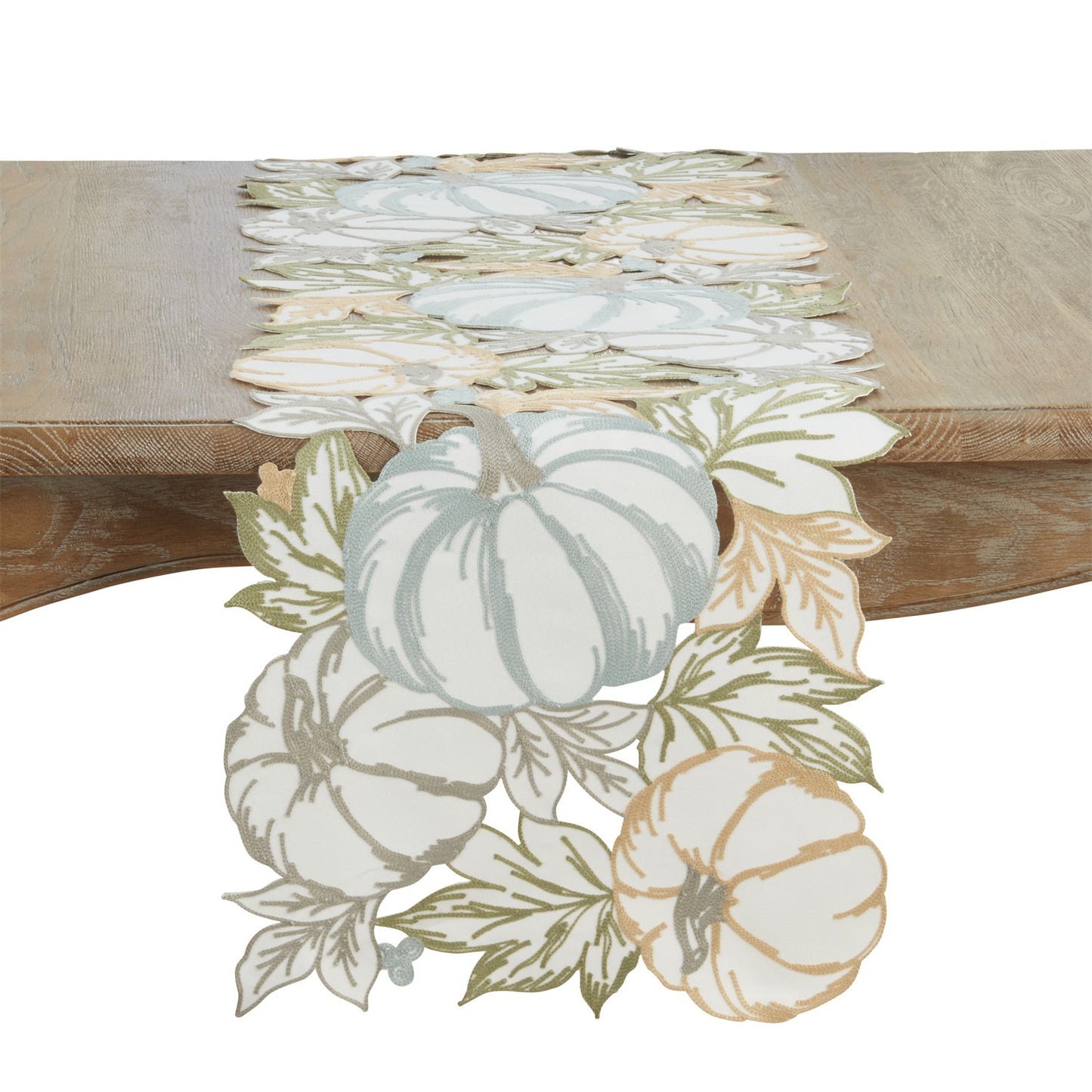 Thanksgiving / Fall Harvest Multi Pumpkins Cutwork Table Runner, 100% Polyester