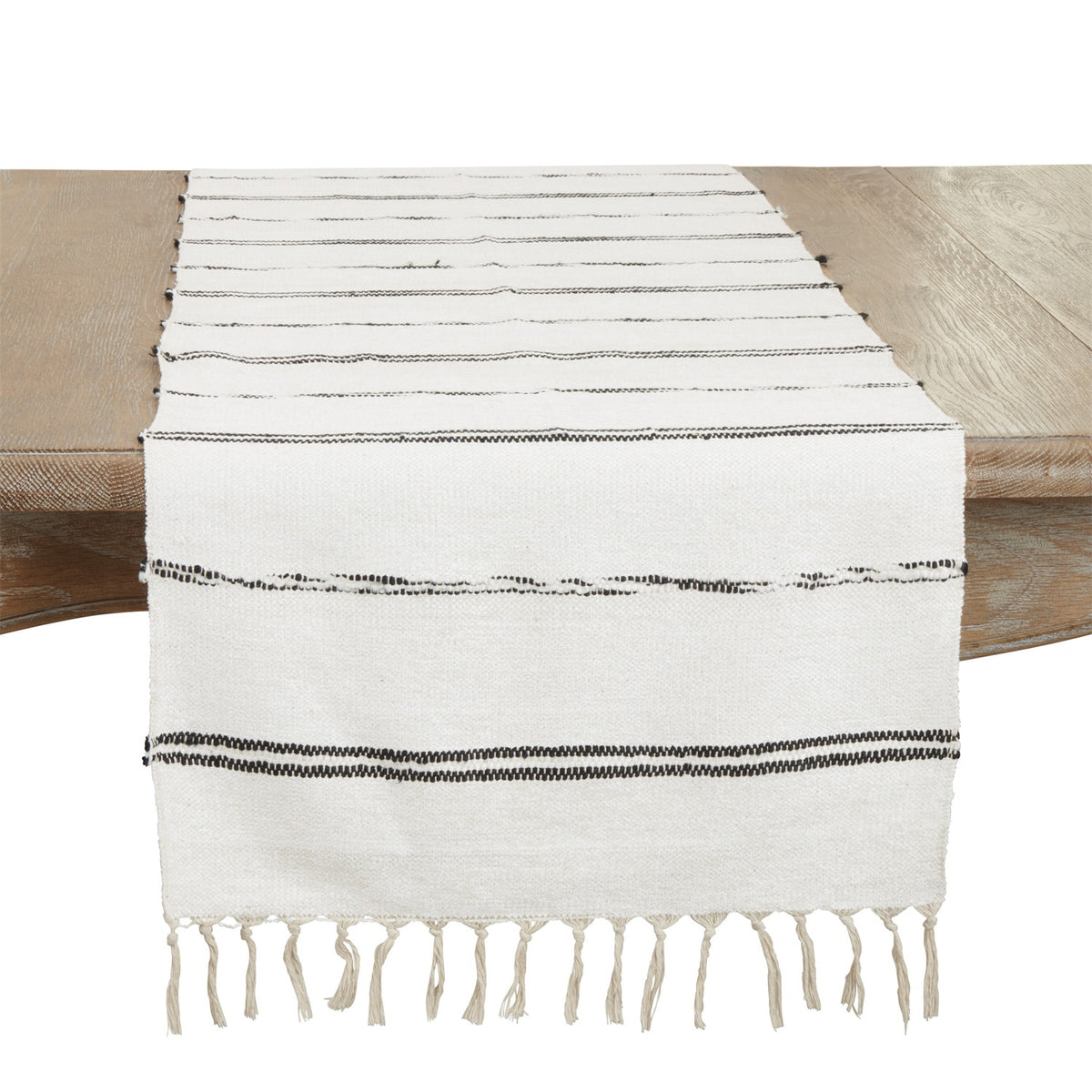 Everyday / All Season Natural Beige Striped Table Runner, 100% cotton