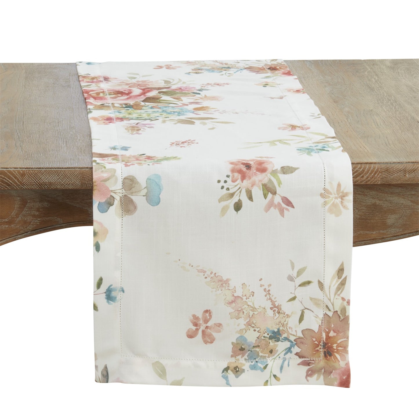 Everyday / All Season Multi Hemstitch Floral Table Runner, 100% Polyester