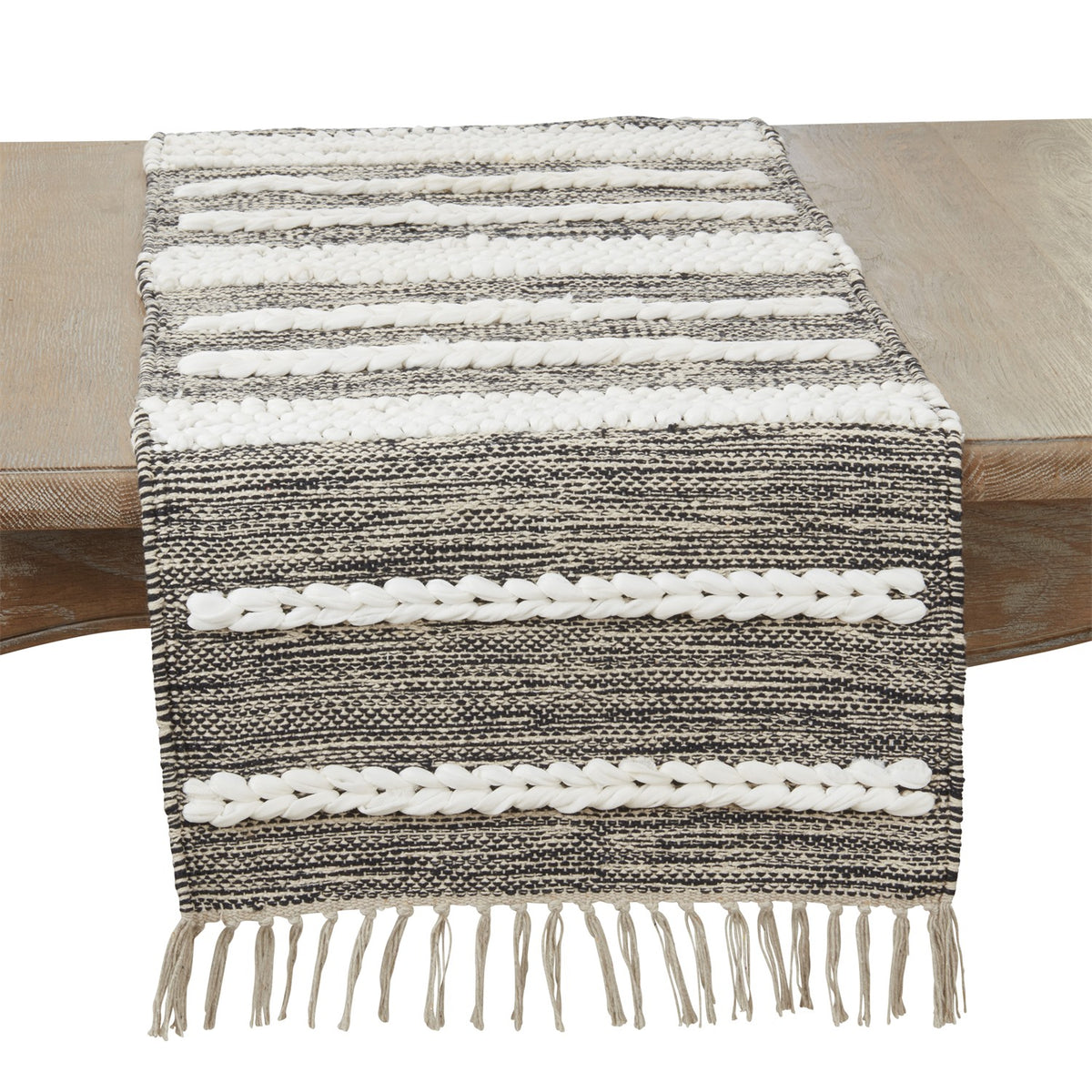 Everyday / All Season Natural Beige Braided Knot Table Runner, 80% cotton - 20% viscose