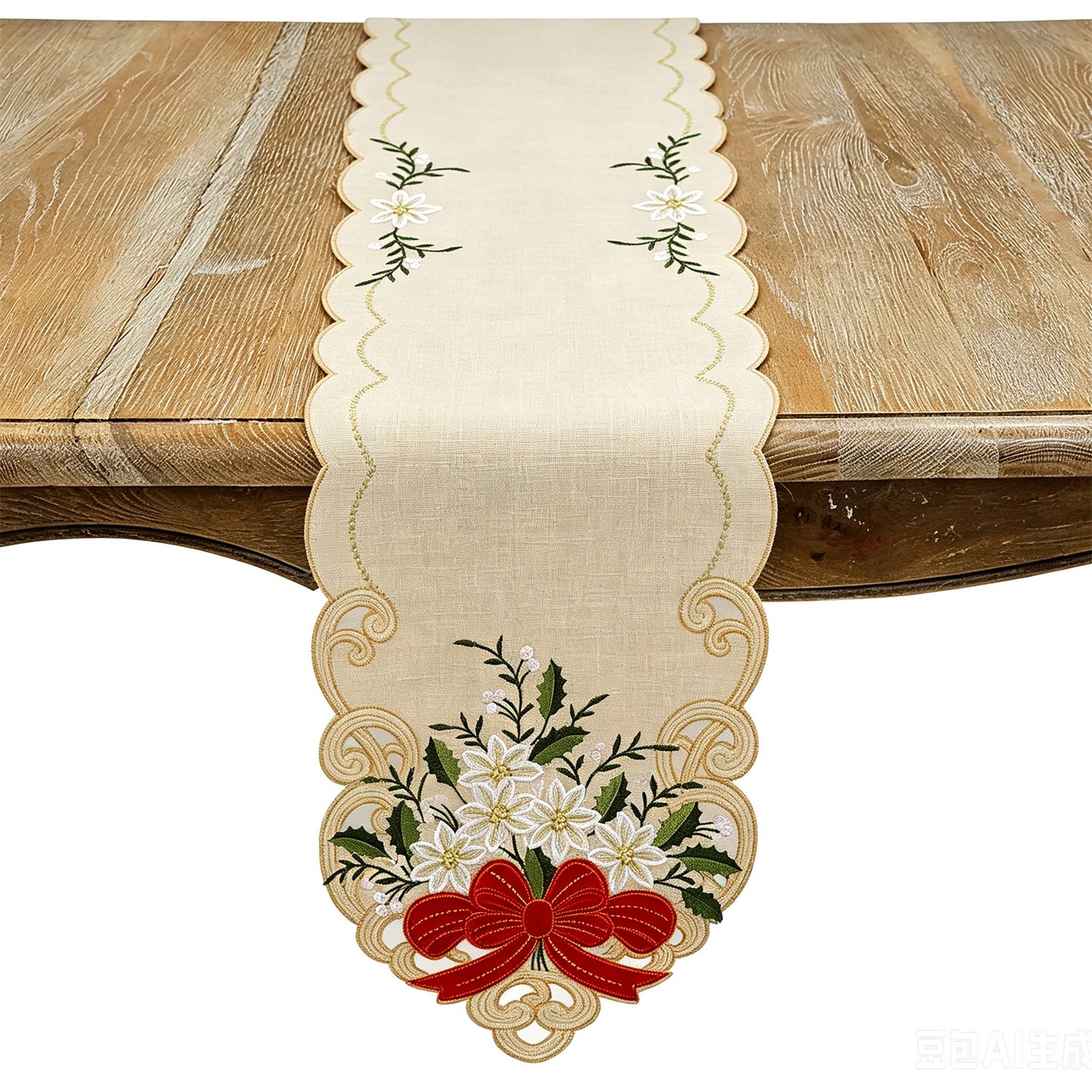 Everyday / All Season Multi Flowers with Bow Table Runner, 100% polyester