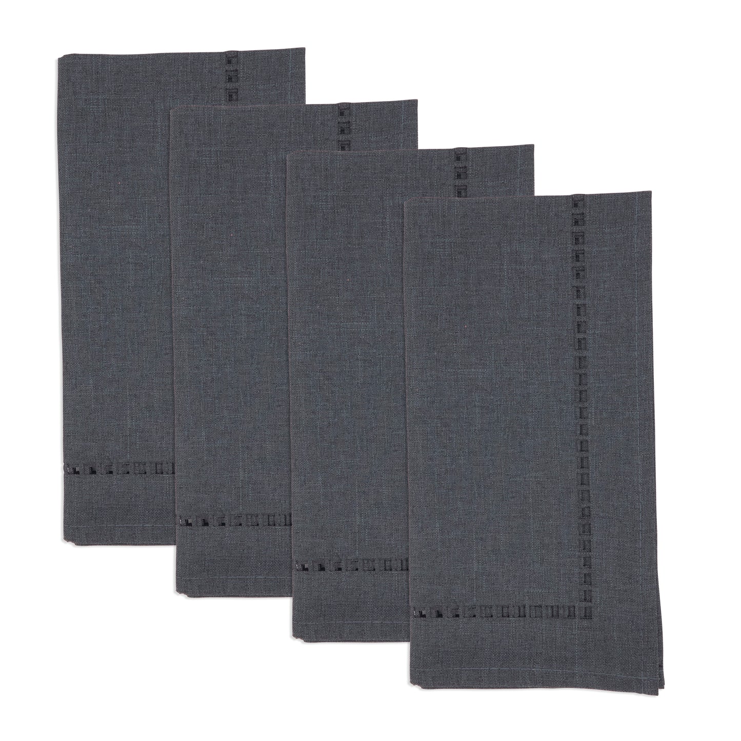 Black Laser-Cut Hemstitch Napkins 100% polyester, 20 Inch Square (4 pcs.)