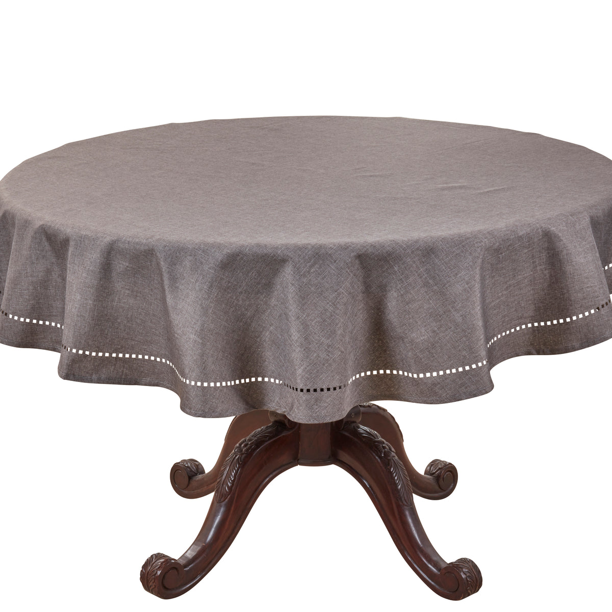 Charcoal Gray Laser-Cut Hemstitch Tablecloth 100% polyester