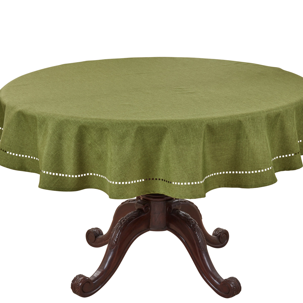 Green Laser-Cut Hemstitch Tablecloth 100% polyester
