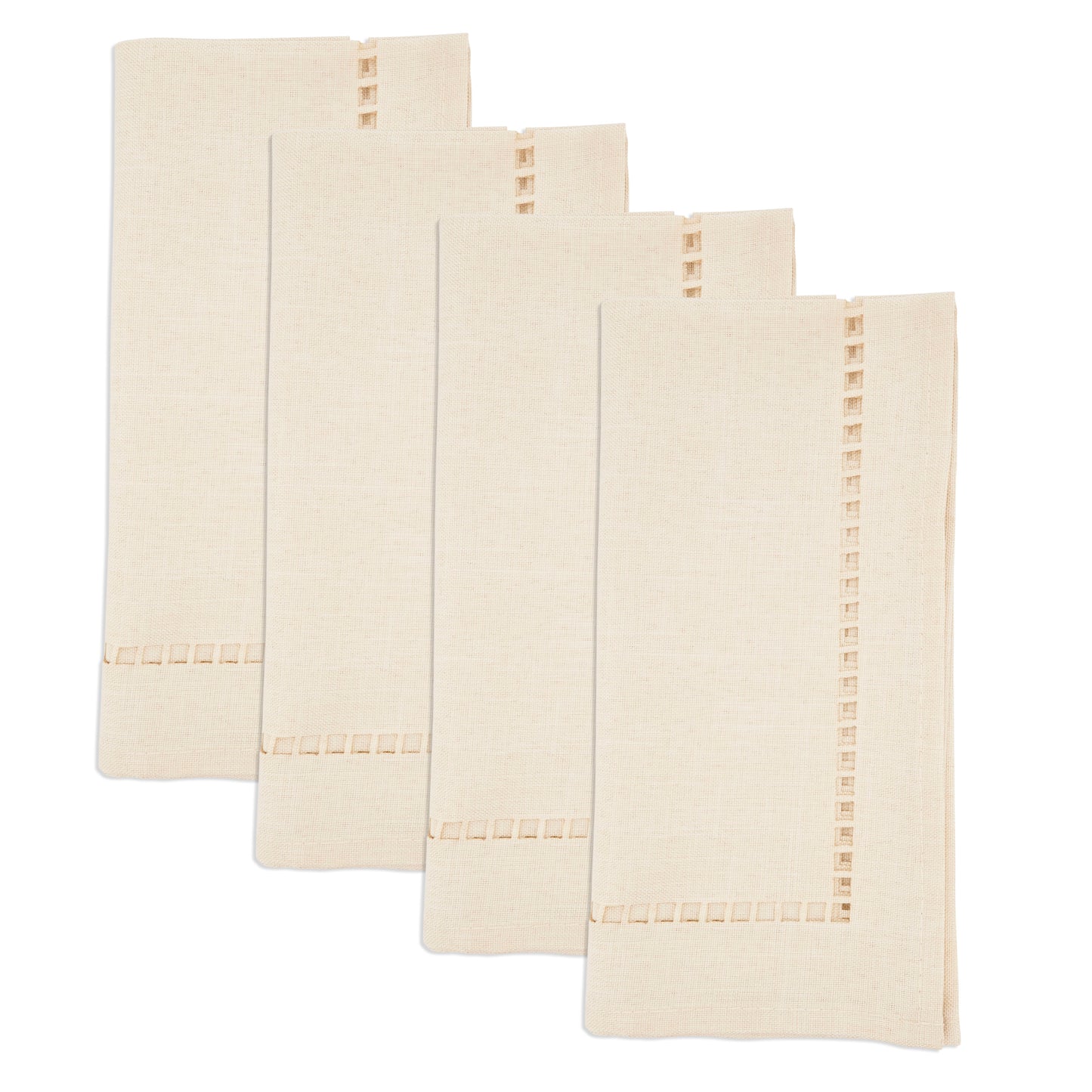 Ivory Laser-Cut Hemstitch Napkins 100% polyester, 20 Inch Square (4 pcs.)
