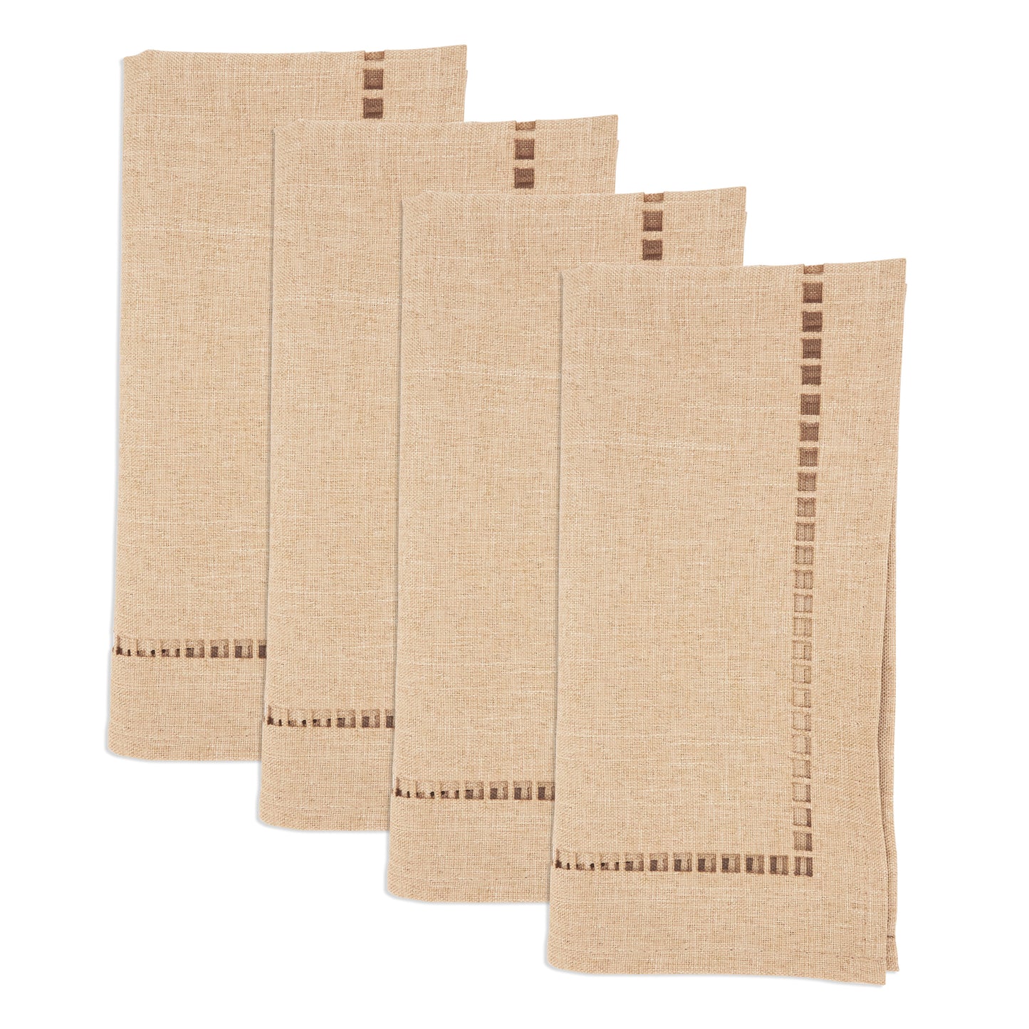 Natural Laser-Cut Hemstitch Napkins 100% polyester, 20 Inch Square (4 pcs.)