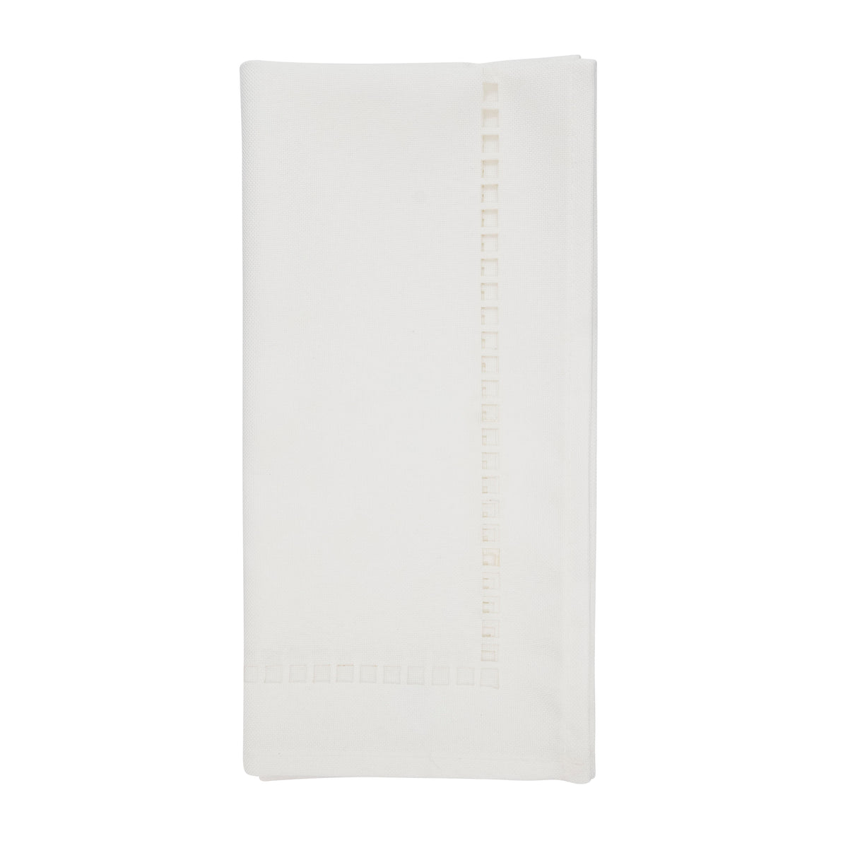 White Laser-Cut Hemstitch Napkins 100% polyester, 20 Inch Square (4 pcs.)