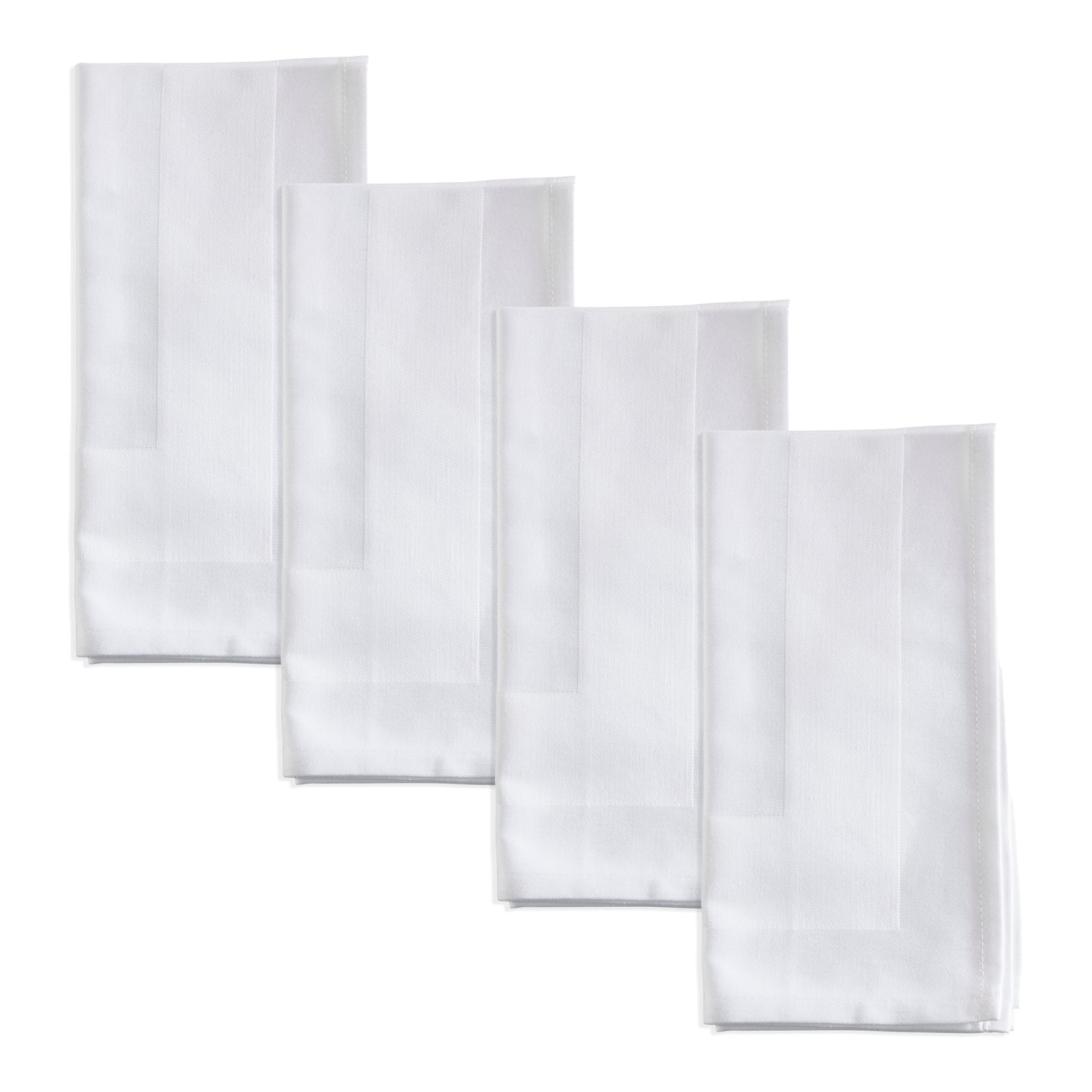 White Satin Banded Damask Napkins 100% cotton, 20 Inch Square (4 pcs.)