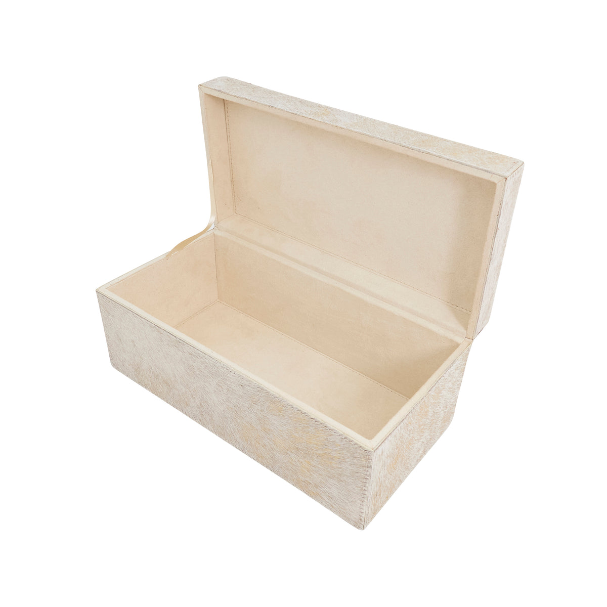 Gold-tone Foiled Hair On Leather Hinged Decorative Jeweled and Enameled Trinket Box 10" x 5" x 4"