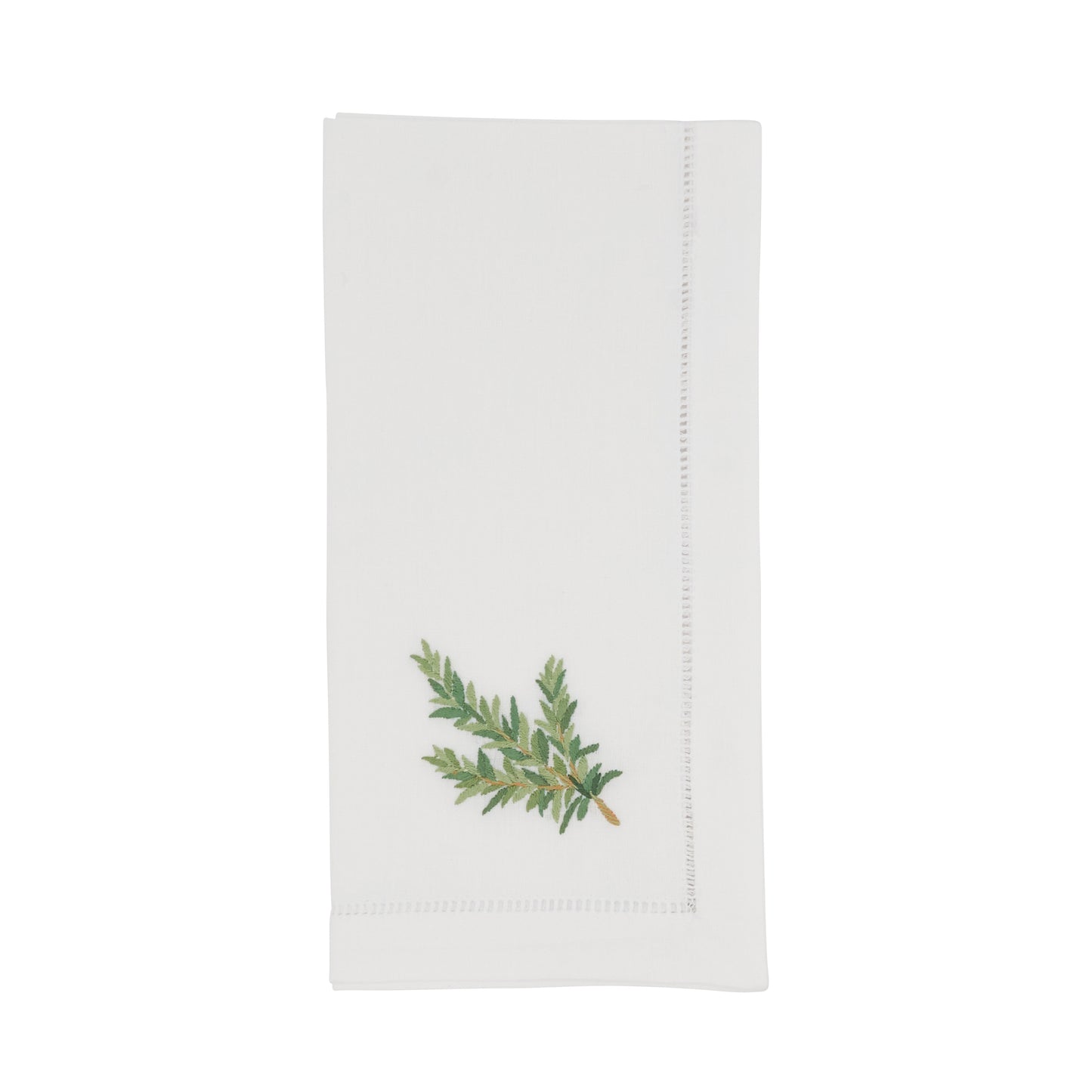 White Embroidered Rosemary Hemstitch Napkins 100% cotton, 20 Inch Square (6 pcs.)