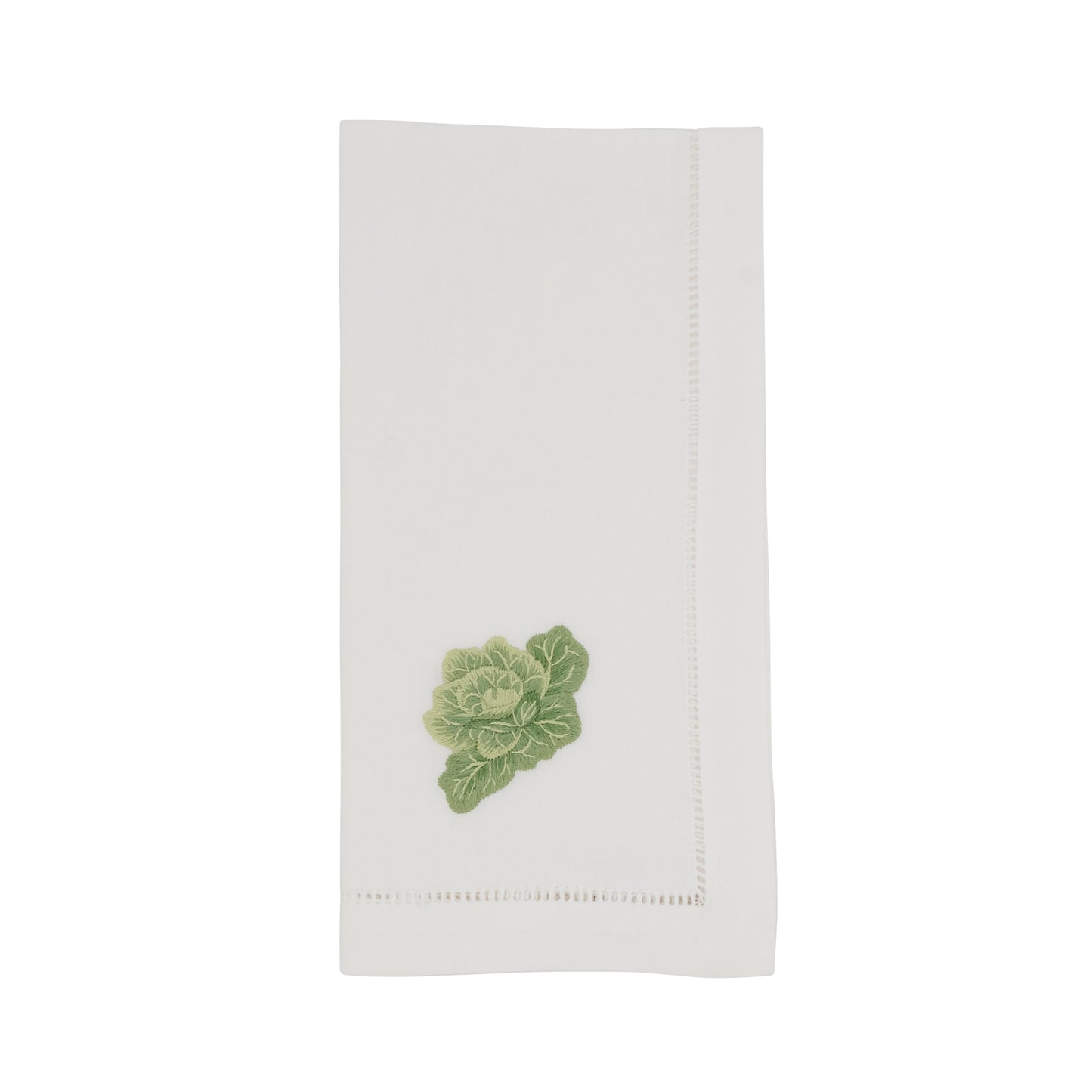 White Embroidered Cabbage Hemstitch Napkins 100% cotton, 20 Inch Square (6 pcs.)