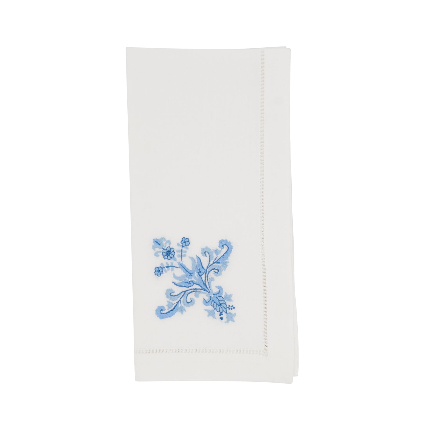 White Embroidered Ornament Hemstitch Napkins 100% cotton, 20 Inch Square (6 pcs.)