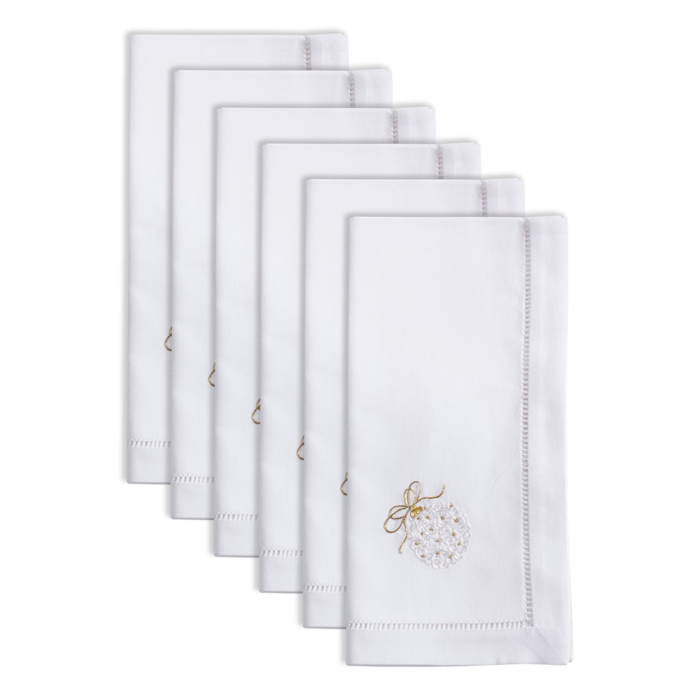White Embroidered Ornament Napkins 100% cotton, 20 Inch Square (6 pcs.)