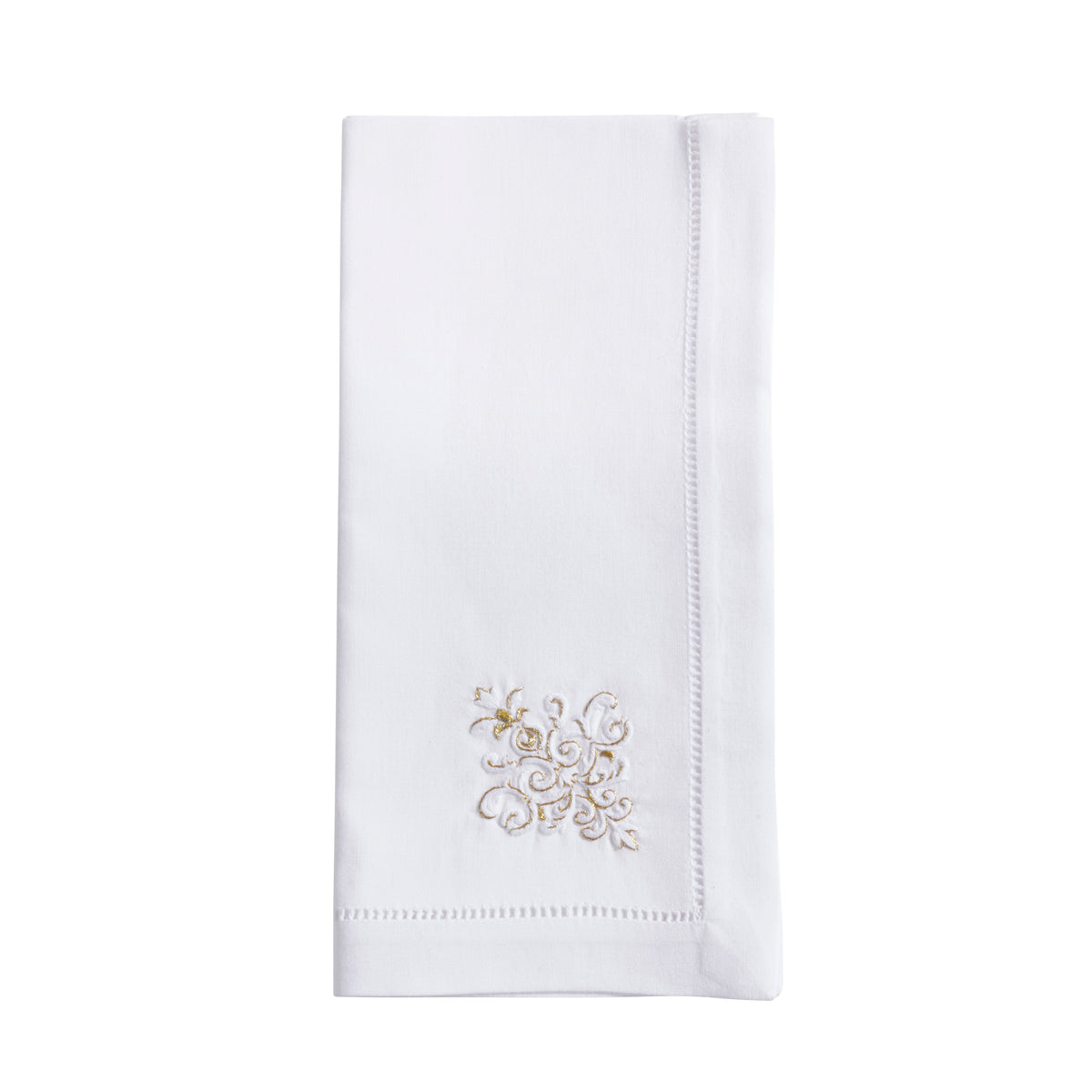 White Embroidered Ornament Napkins 100% cotton, 20 Inch Square (6 pcs.)