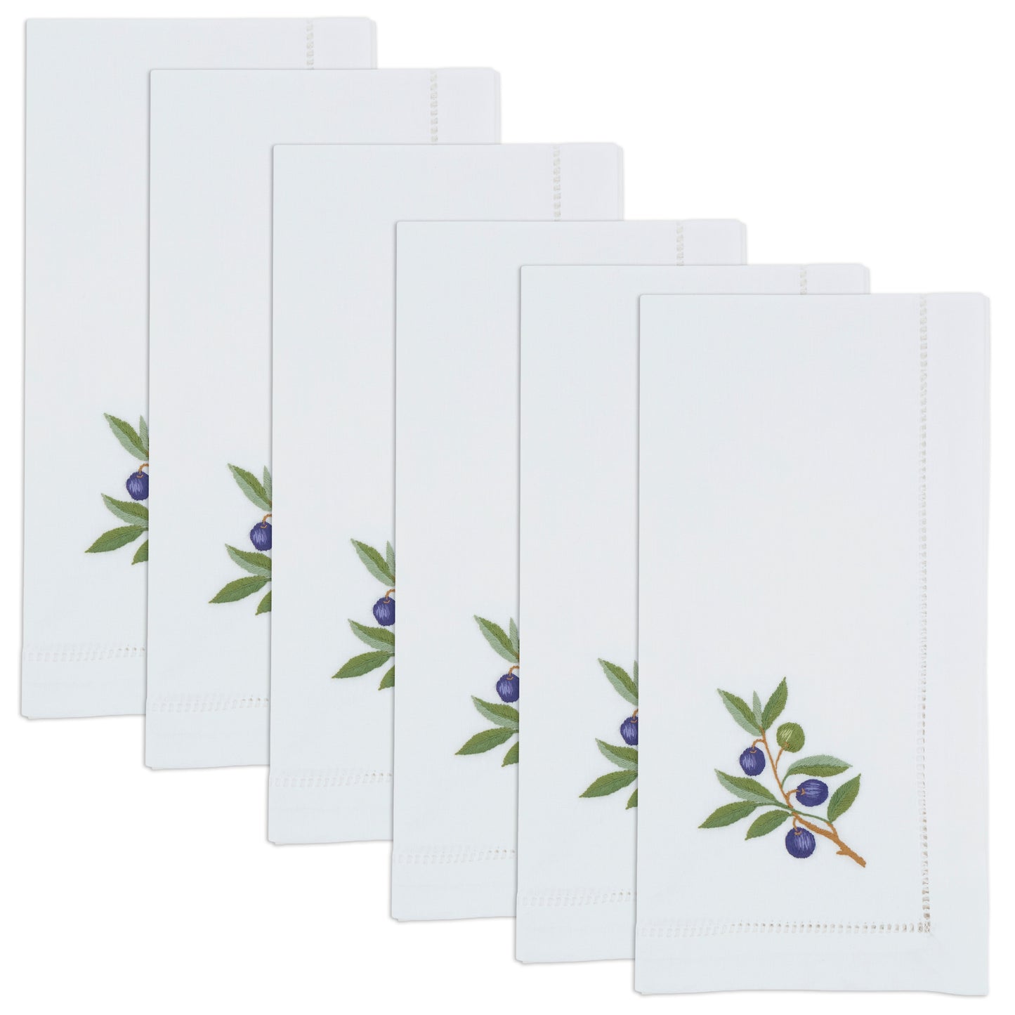 Multi Embroidered Olive Napkins 100% cotton, 20 Inch Square (6 pcs.)