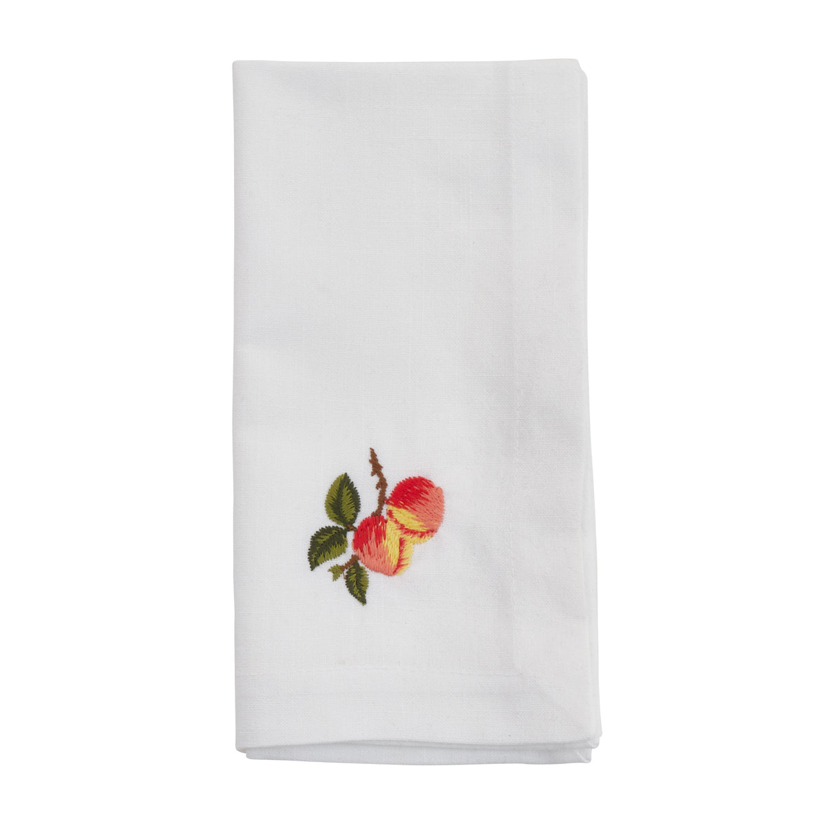 White Embroidered Peach Napkins 100% Polyester, 20 Inch Square (4 pcs.)