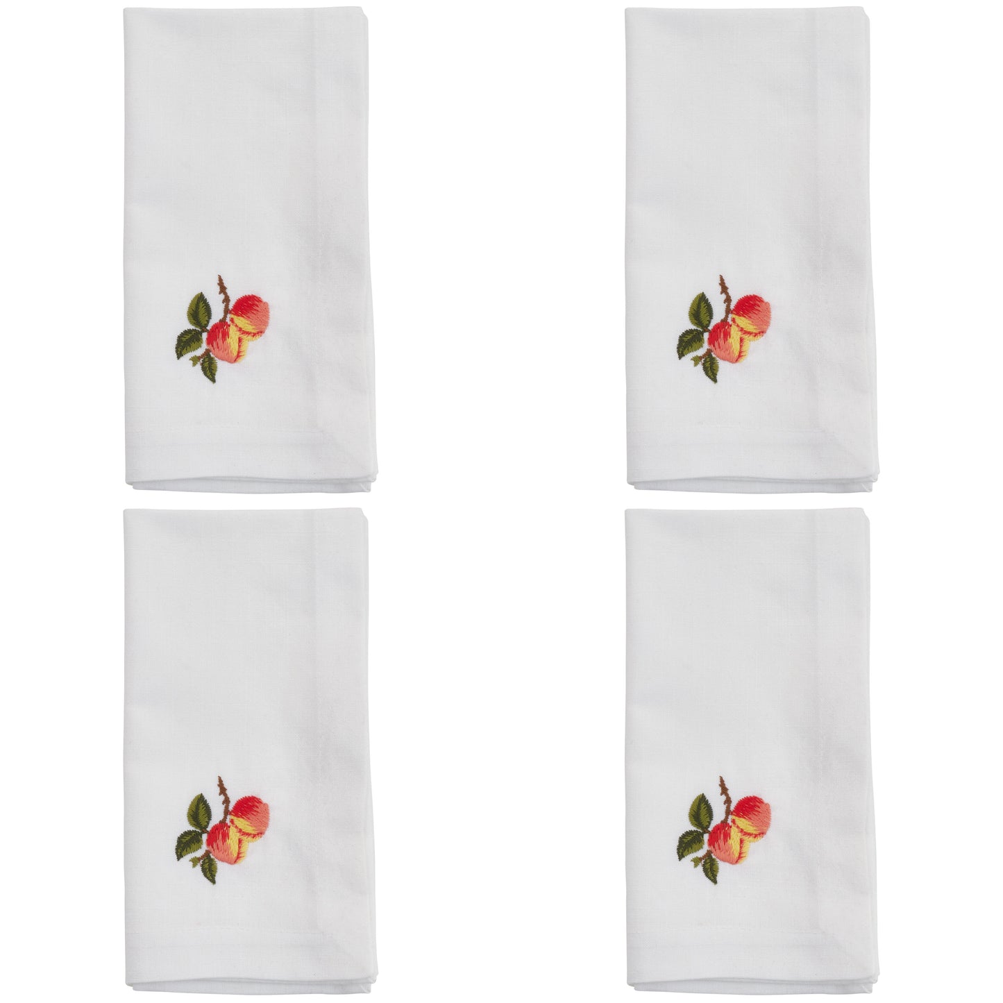 White Embroidered Peach Napkins 100% Polyester, 20 Inch Square (4 pcs.)