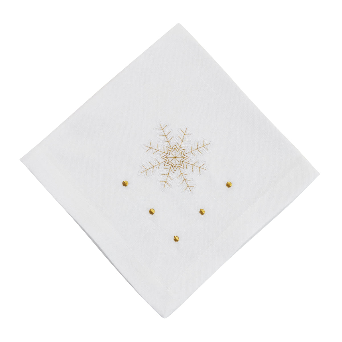 White Embroidered Snowflake Napkins 100% Polyester, 20 Inch Square (4 pcs.)