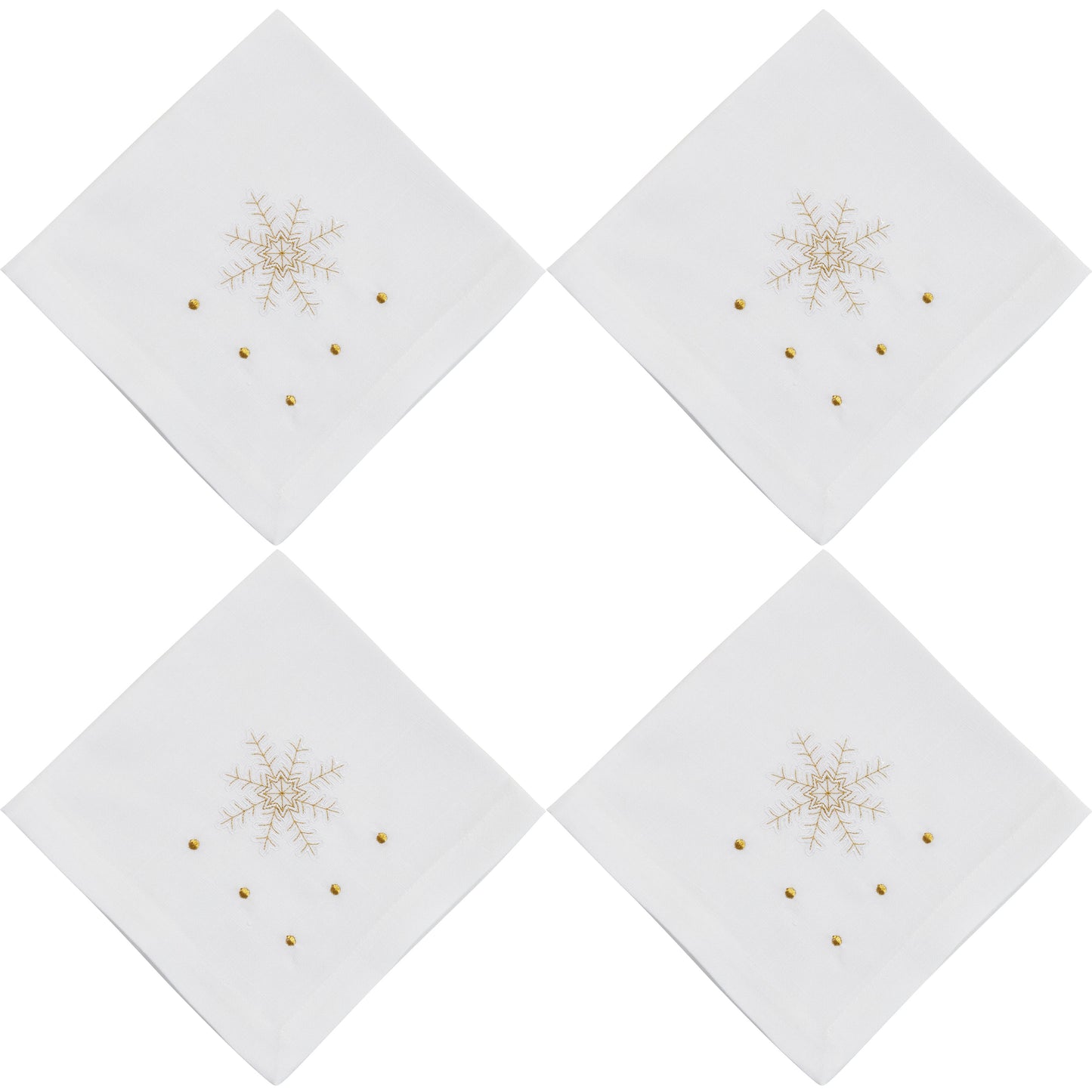 White Embroidered Snowflake Napkins 100% Polyester, 20 Inch Square (4 pcs.)