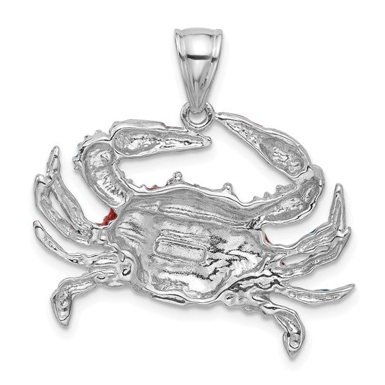 Million Charms 925 Sterling Silver Charm Pendant, Blue Crab with Blue Enamel 2-D