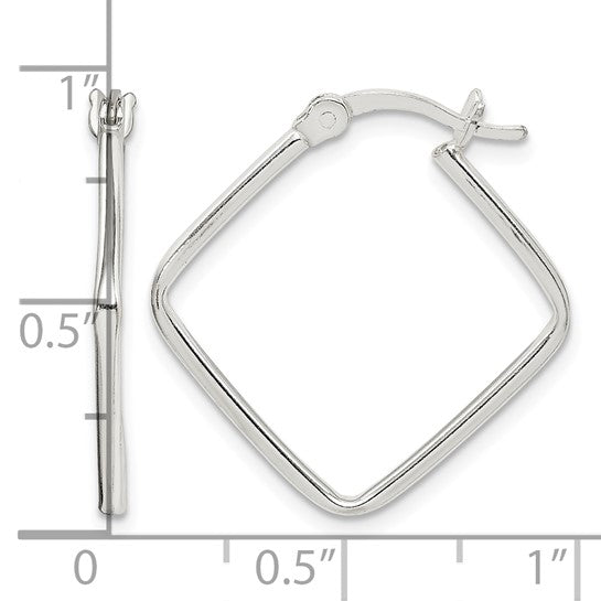 925 Sterling Silver Polished Square Hoop Earrings, 23mm x 22.5mm