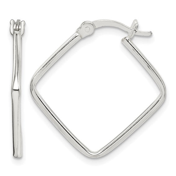 925 Sterling Silver Polished Square Hoop Earrings, 23mm x 22.5mm