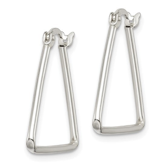 925 Sterling Silver Polished Triangle Hoop Earrings, 22.1mm x 23.85mm