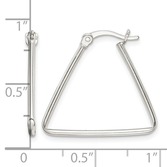925 Sterling Silver Polished Triangle Hoop Earrings, 22.1mm x 23.85mm