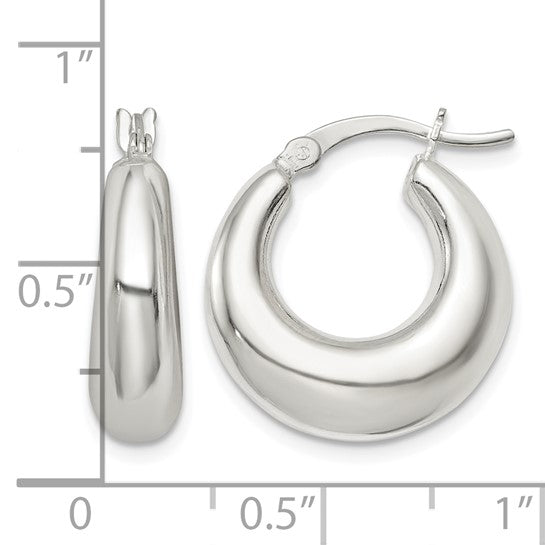 925 Sterling Silver Polished Hoop Earrings, 20.3mm x 18.85mm