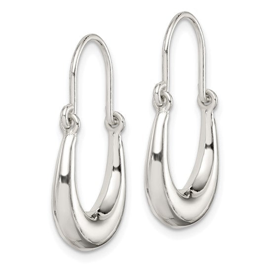 925 Sterling Silver Polished Hoop Earrings, 24.85mm x 13.75mm