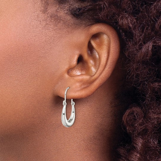925 Sterling Silver Polished Hoop Earrings, 24.85mm x 13.75mm