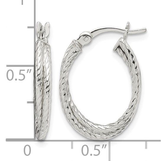 925 Sterling Silver Twisted Hoop Earrings, 20.25mm x 14.65mm
