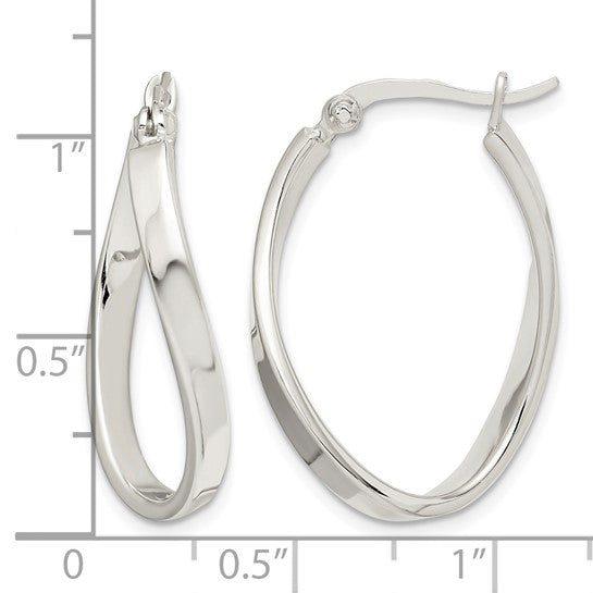 Stella Silver 925 Sterling Silver Twisted Hoop Earrings, 28mm x 21mm