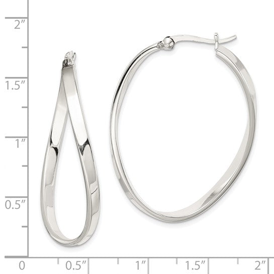 Stella Silver 925 Sterling Silver Oval Hoop Earrings, 40mm x 31mm