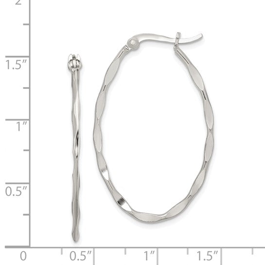 Stella Silver 925 Sterling Silver Twisted Oval Hoop Earrings, 38mm x 25mm