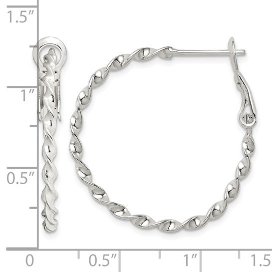 Stella Silver 925 Sterling Silver Twisted Hoop Earrings, 28mm x 27mm