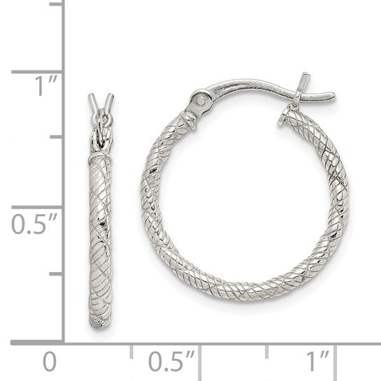 Stella Silver 925 Sterling Silver Patterned Twist 20mm Hoop Earrings, 16mm x 2mm