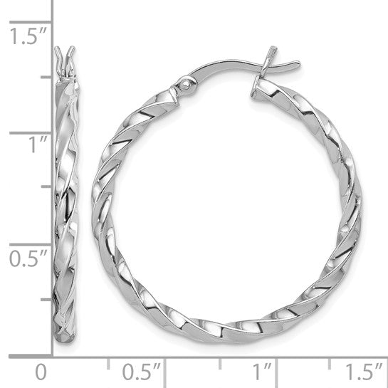 Stella Silver 925 Sterling Silver Twisted 30mm Hoop Earrings, 26mm x 3.5mm