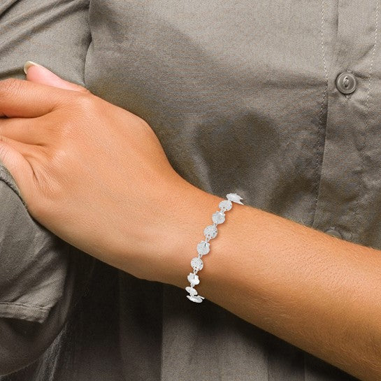 Million Charms 925 Sterling Silver Sand Dollar & Shell Charm Link Bracelet, 7.25" Length
