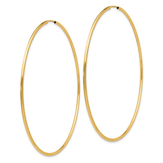 Million Charms 14k Yellow Gold Endless Hoop Earrings, 70mm x 70mm