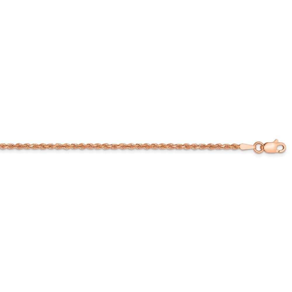 Million Charms 14k Rose Gold 1.75mm Diamond-Cut Rope Anklet, Chain Length: 10 inches