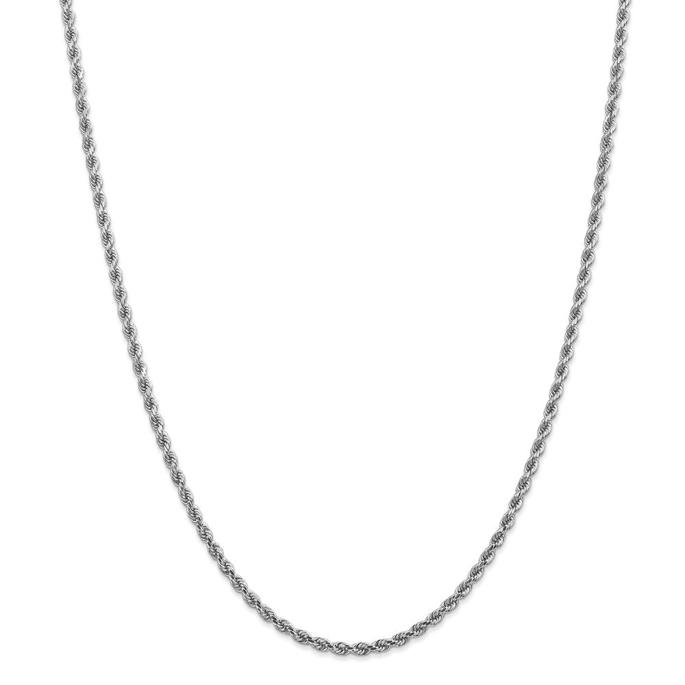 Million Charms 14k White Gold, Necklace Chain, 2.75mm Diamond-Cut Rope Chain, Chain Length: 28 inches